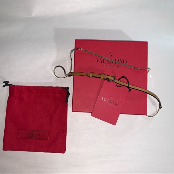 NWT Valentino Garvani chainlink and leather BELT w/tag box and dust bag